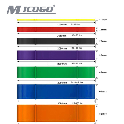 Micogo Manufacture TPE Material 2080*4.5*13/21/32/44 Loop  Resistance Bands Pull up Assist  Power Bands for Body Stretching