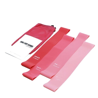 Logo Custom High Stretch Women Hip Butt Thigh Band 600*50mm 4 Pcs Set pink Mini Loop Resistance Band