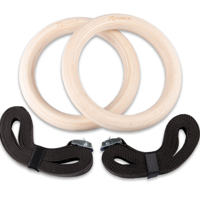 Roman Ring Gymnastics 32mm Wooden Gym Rings Customized Durable Universal Wooden Ring Fitness Foldable Strap Wooden Drum Hoops