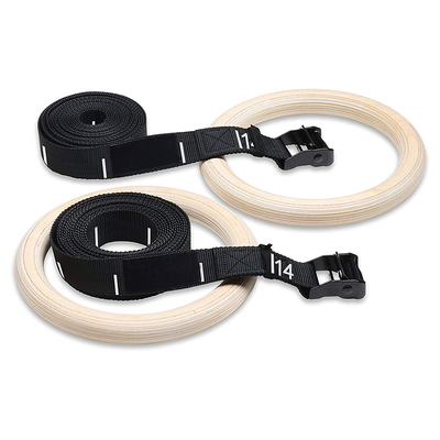 Roman Ring Gymnastics 32mm Wooden Gym Rings Customized Durable Universal Wooden Ring Fitness Foldable Strap Wooden Drum Hoops